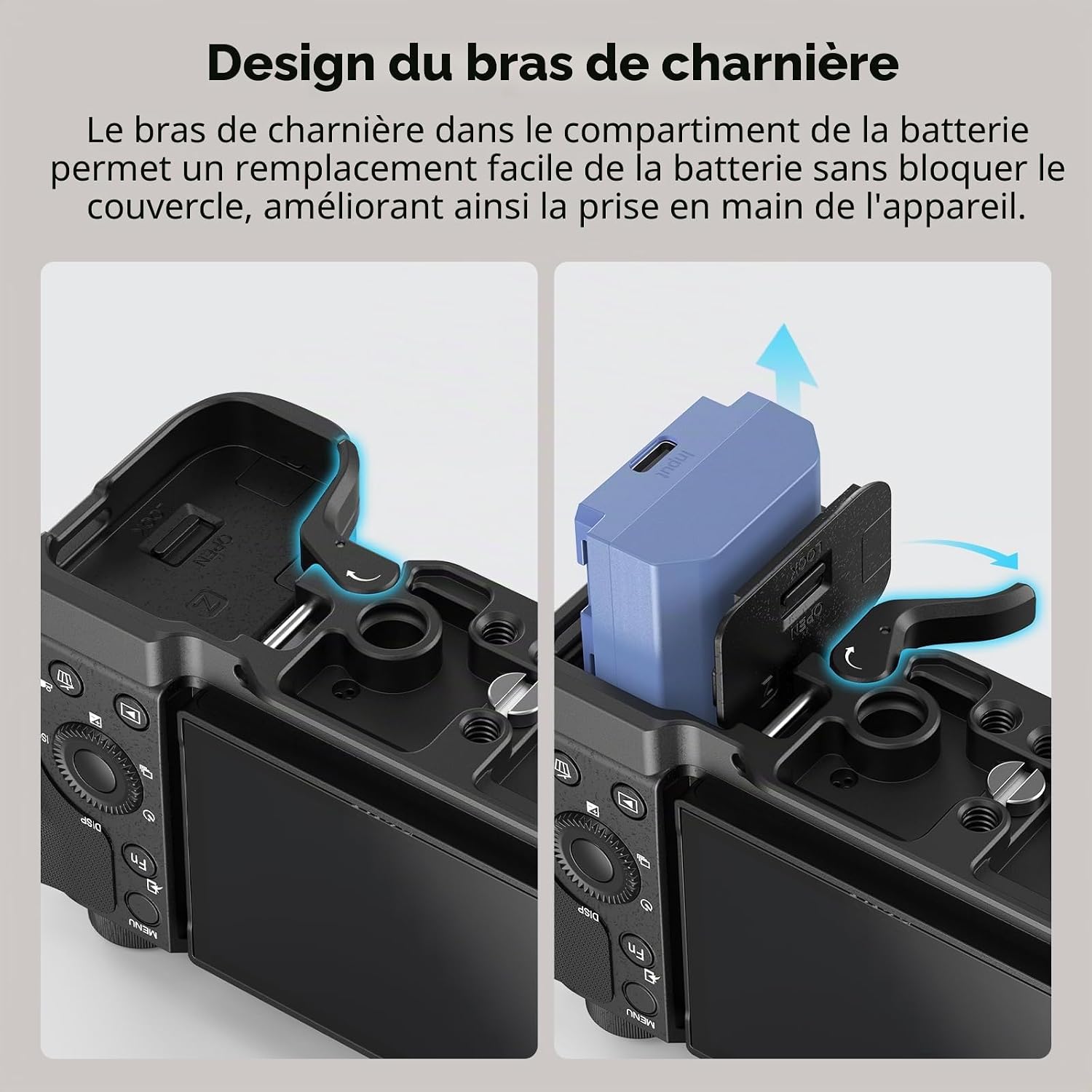 Detalle de SmallRig plaque de base pour Sony ZV-E10 II – montage inférieur avec plaque à dégagement rapide Arca