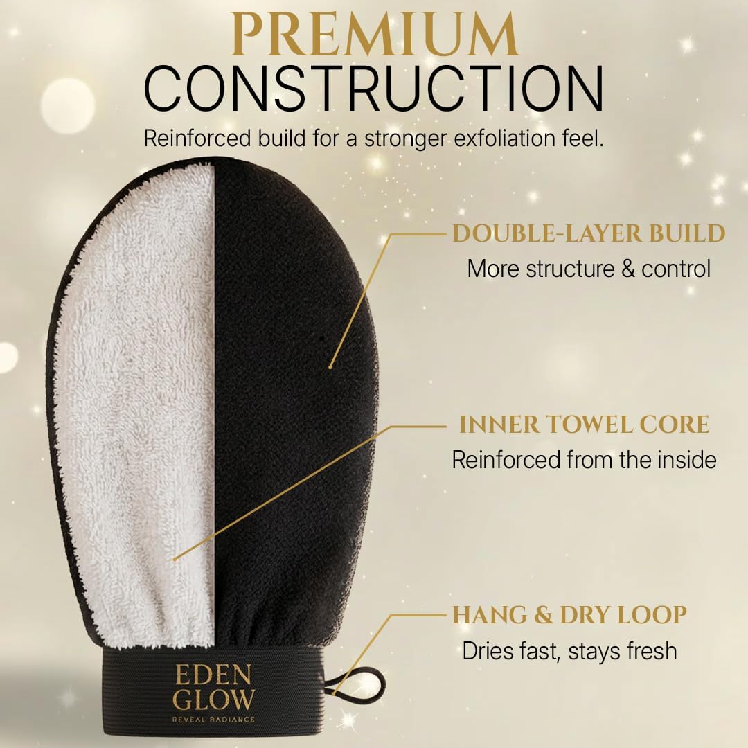 Detalle de Eden Glow Exfoliating Body Mitt, Black Cotton and Viscose