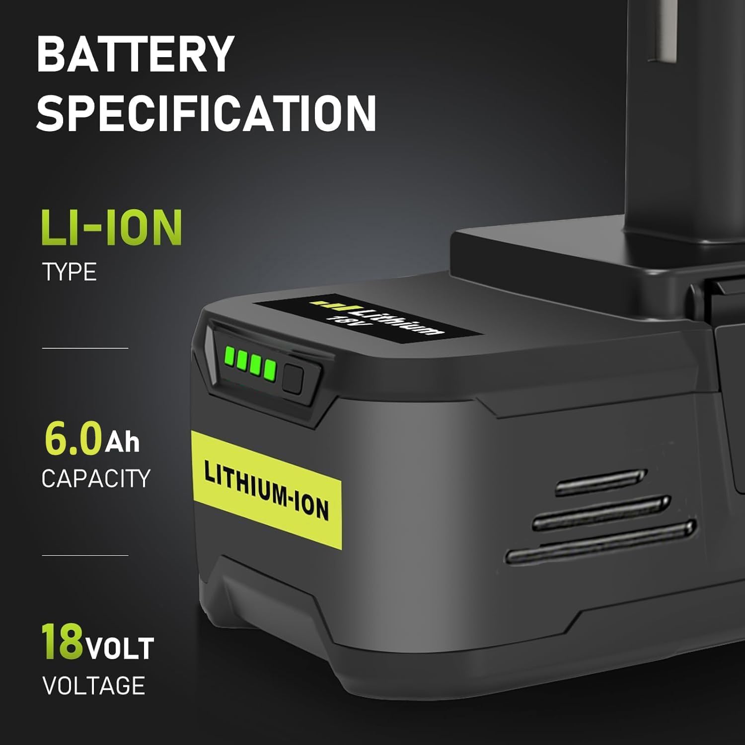 Detalle 2 de 18V 6.0Ah Lithium Battery for Ryobi One+