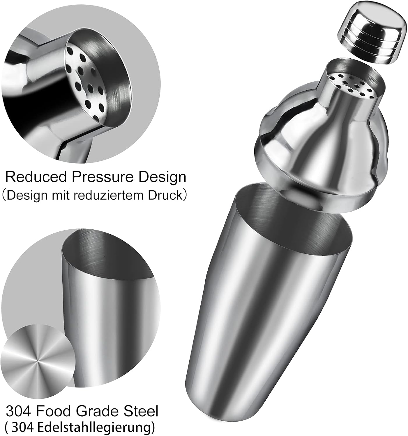 Thumbnail 3 de Cocktail Shaker Set aus 304 Edelstahl – 8-teiliges Barkeeper-Set mit 750 ml Mixbehälter