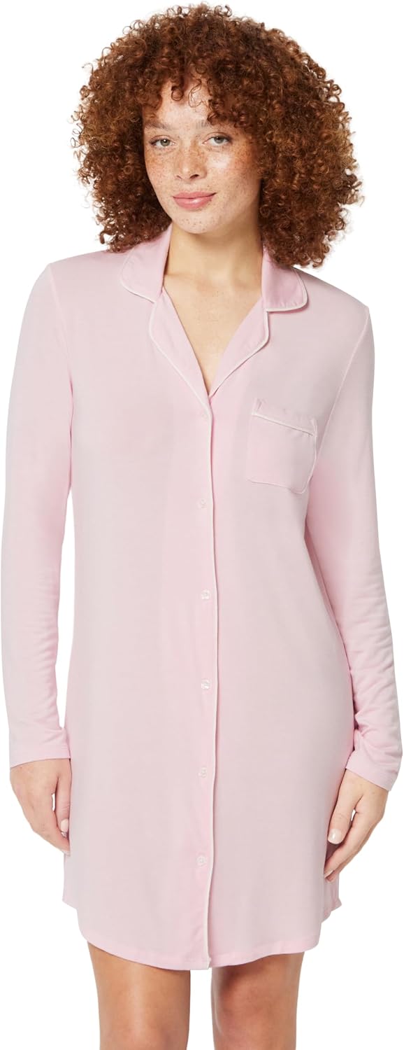 Detalle de Amazon Essentials Women's Piped Nighty (Available in Plus Size) – Lightweight Modal Nightshirt