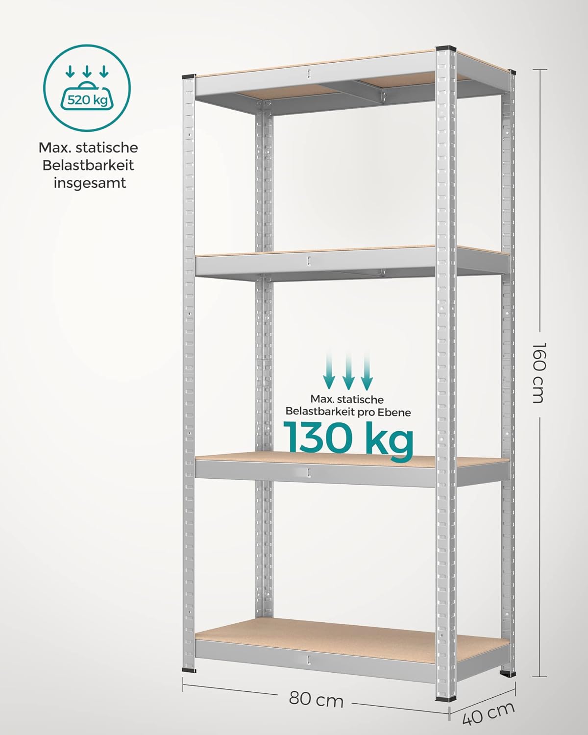 Detalle de SONGMICS Schwerlastregal 2er-Set 520 kg