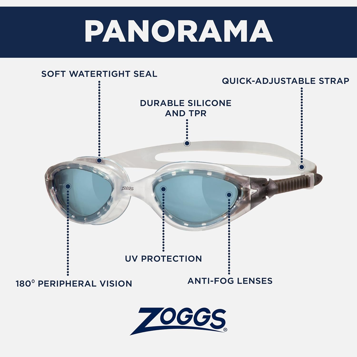 Thumbnail 1 de Zoggs Panorama Swim Goggles with Tinted Lenses