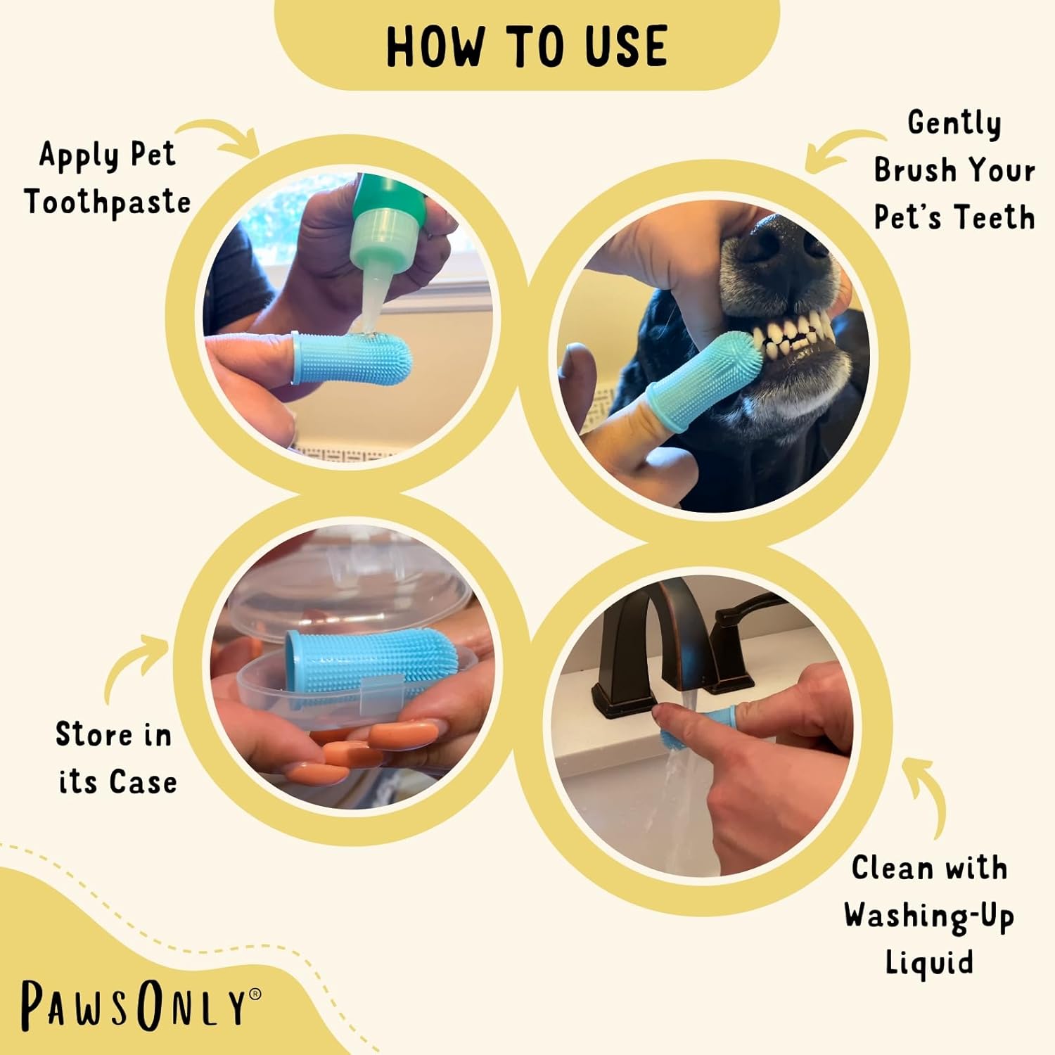 Thumbnail 6 de PawsOnly Dog Finger Toothbrush 2-Pack 360°