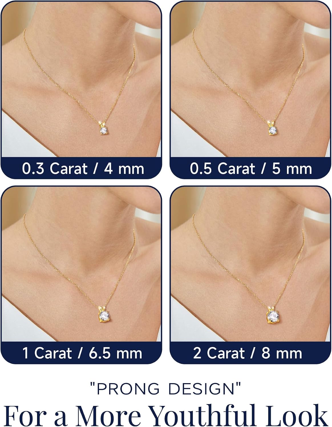 Thumbnail 3 de MomentWish Collana Moissanite Solitario in argento 925 con rivestimento oro bianco/oro rosa