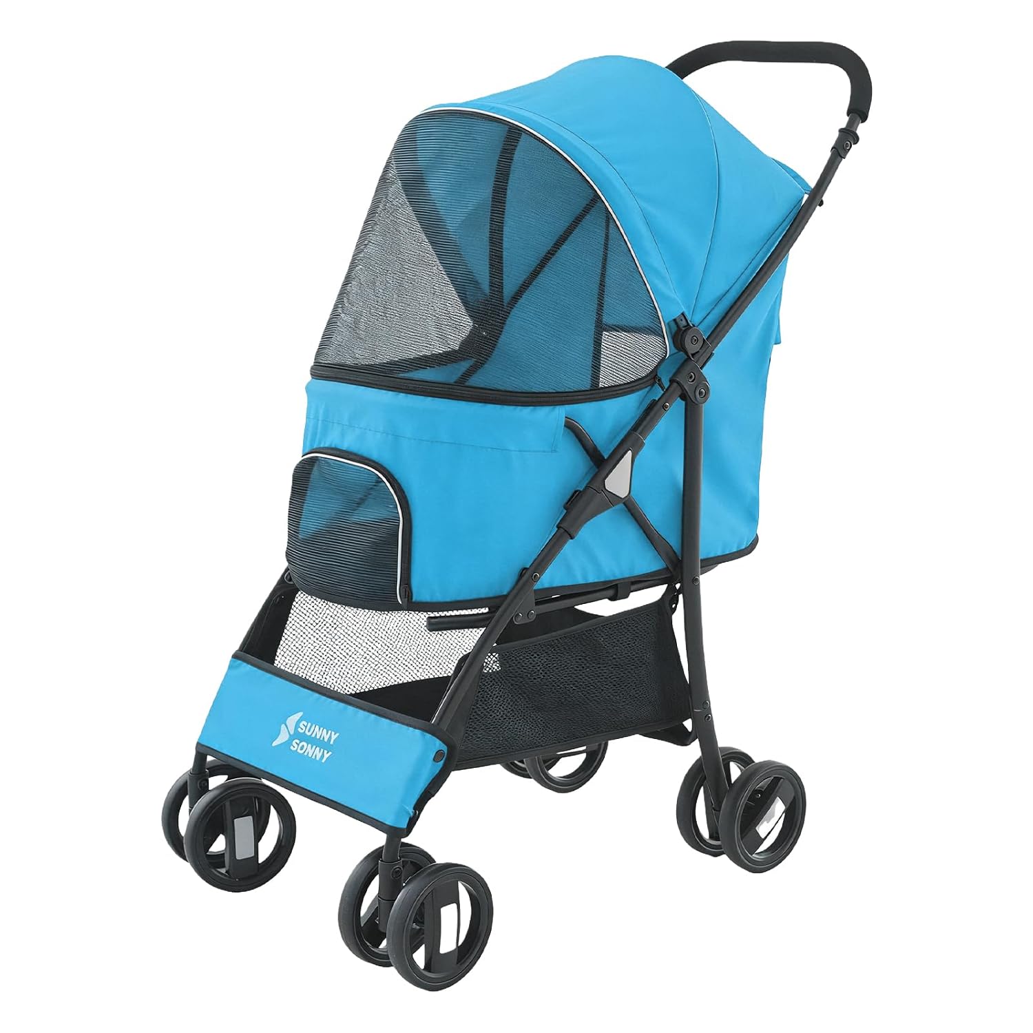Thumbnail 6 de Sunny Sonny Faltbarer Jogger Haustier-Kinderwagen Grün – bis 15 kg, Wetterabdeckung, Aufbewahrungskorb und Innen-Tragetasche