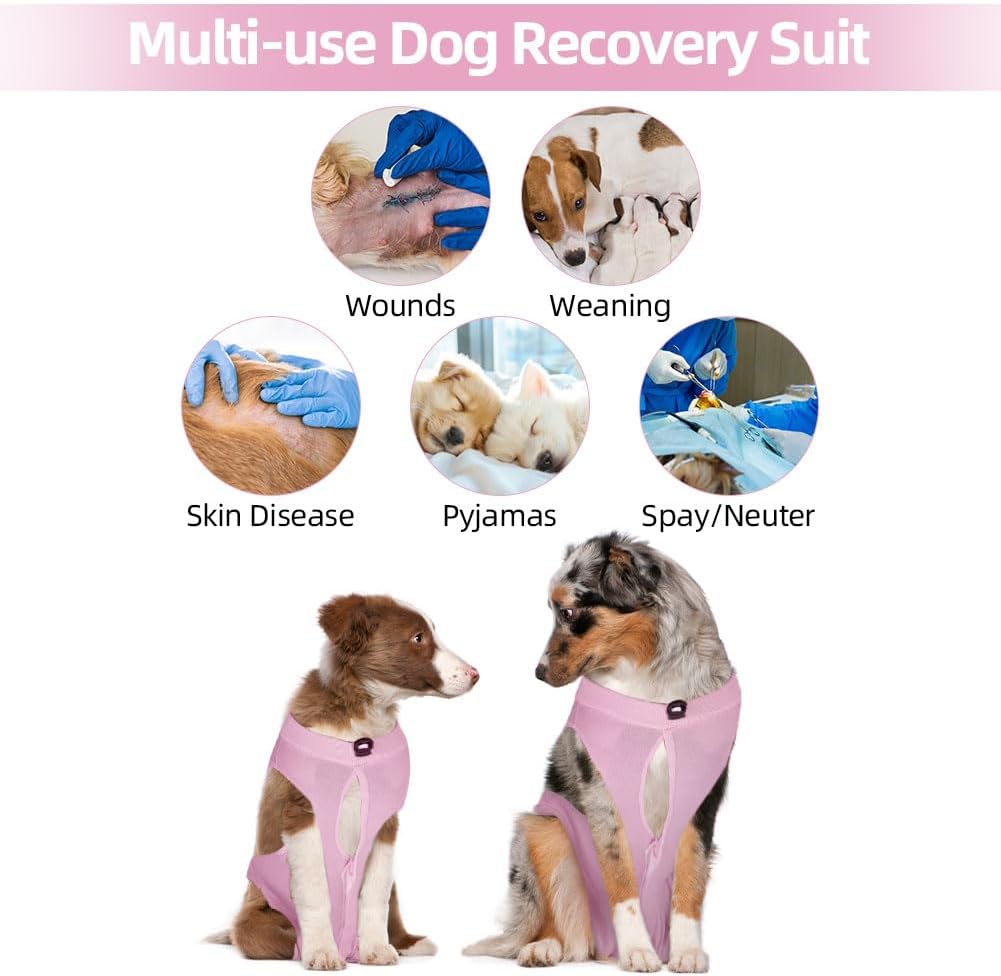 Thumbnail 4 de Adiwo combinaison de récupération pour chien (rose L) – anti-léchage post-chirurgie