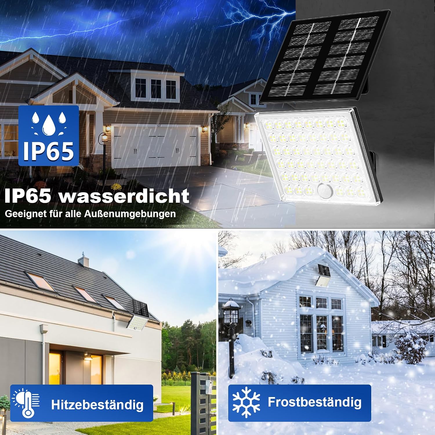 Detalle de Realky Solarlampen für Außen mit Fernbedienung – IP65 Solar-Außenleuchte mit Bewegungsmelder, 3 Farbtemperaturen