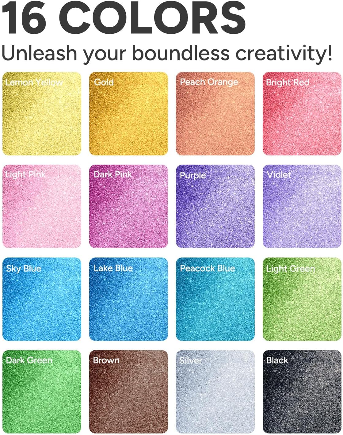 Detalle de JusArt 16-Colour Acrylic Glitter Markers (0.7mm Fine Tip) – Metallic Shimmer Pens for DIY, Cards & Scrapbooking