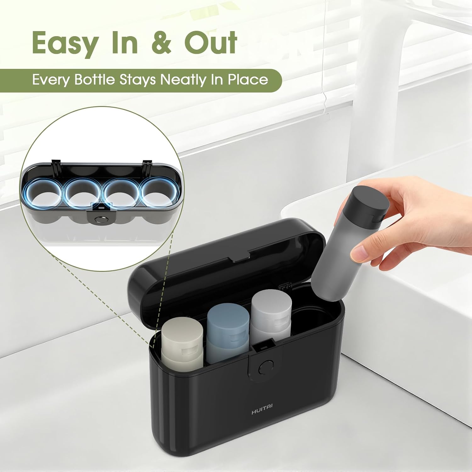 Thumbnail 5 de HUITAI Travel Bottles with Case, 4x2oz TSA Approved – Leak-Proof & Portable