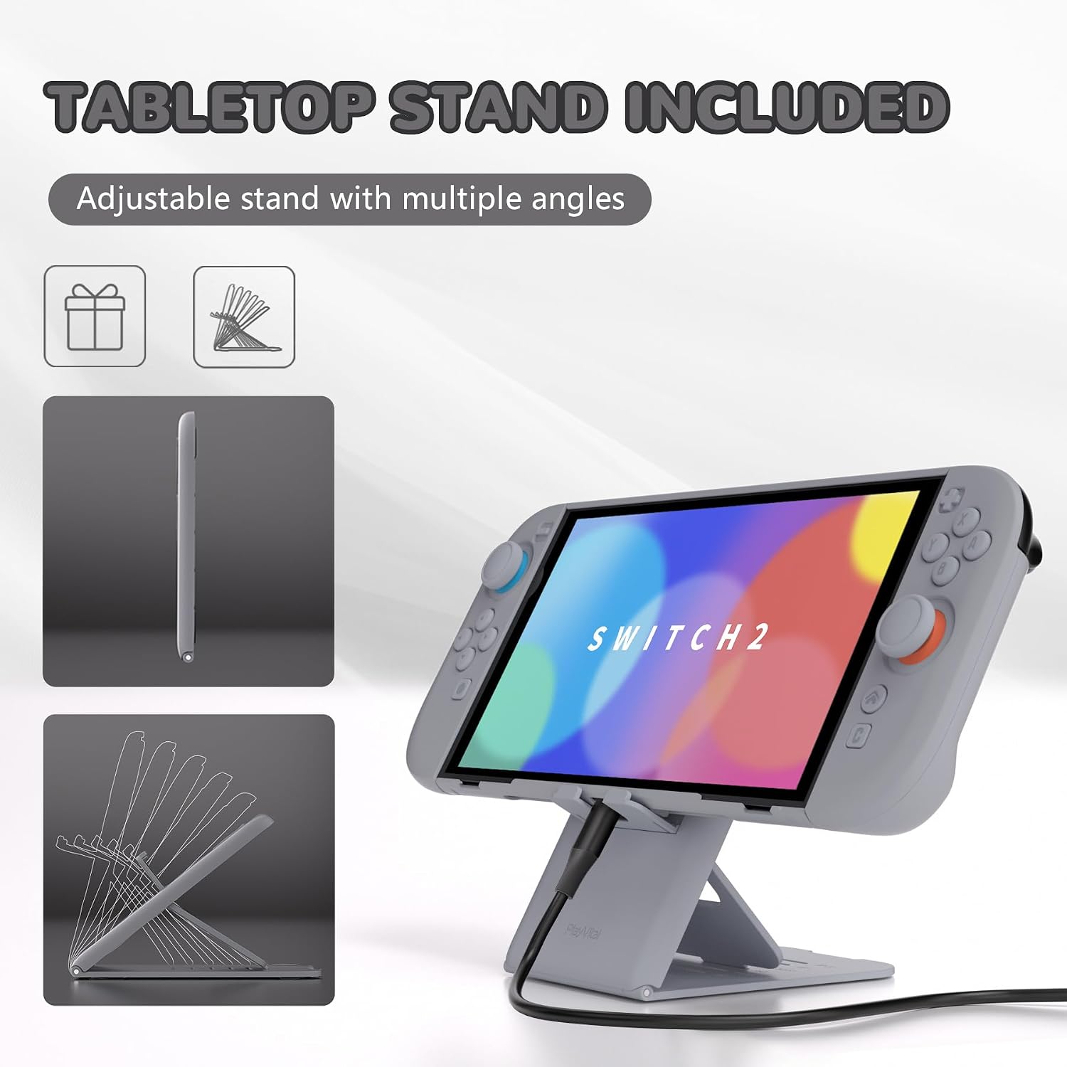 Thumbnail 5 de PlayVital Solid Color Series Protective Case for Nintendo Switch 2 (New Hope Gray)