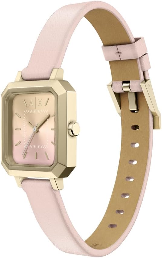 Detalle de Armani Exchange Uhr für Damen – Quarz Dreizeigeruhrwerk, 27 mm Gehäuse, Lederband