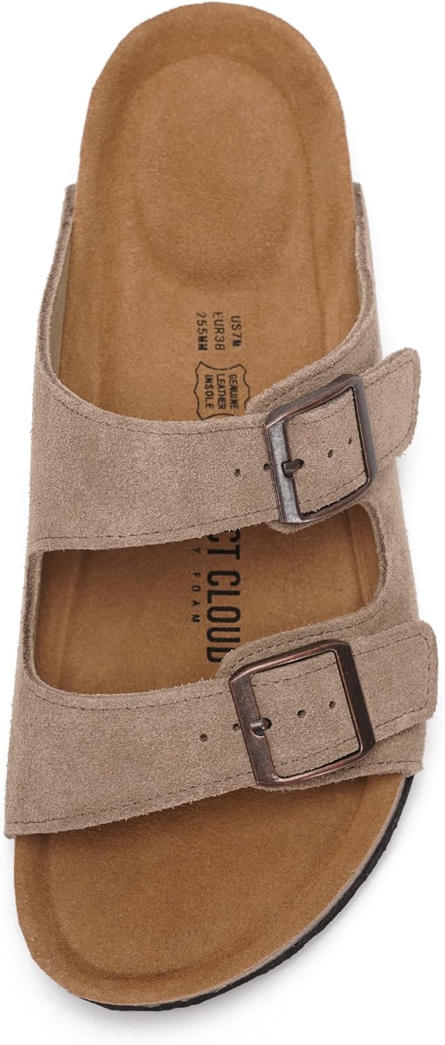 Detalle de Project Cloud Women’s Genuine Leather Flat Sandals with Cork Footbed