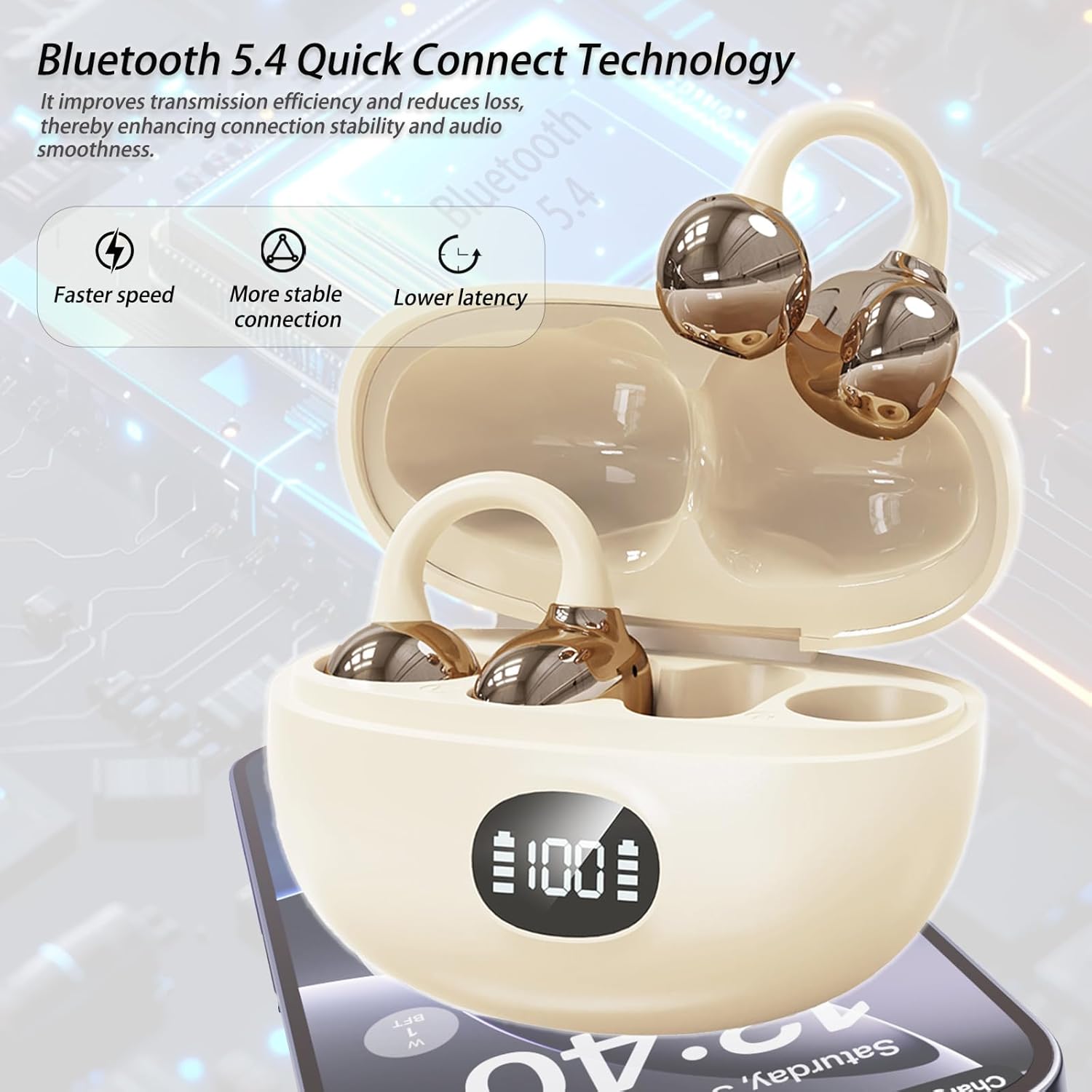 Thumbnail 3 de AZJLOOF Sport Cuffie Bluetooth 5.4 open ear ultraleggero 4,3 g con LED e IPX5
