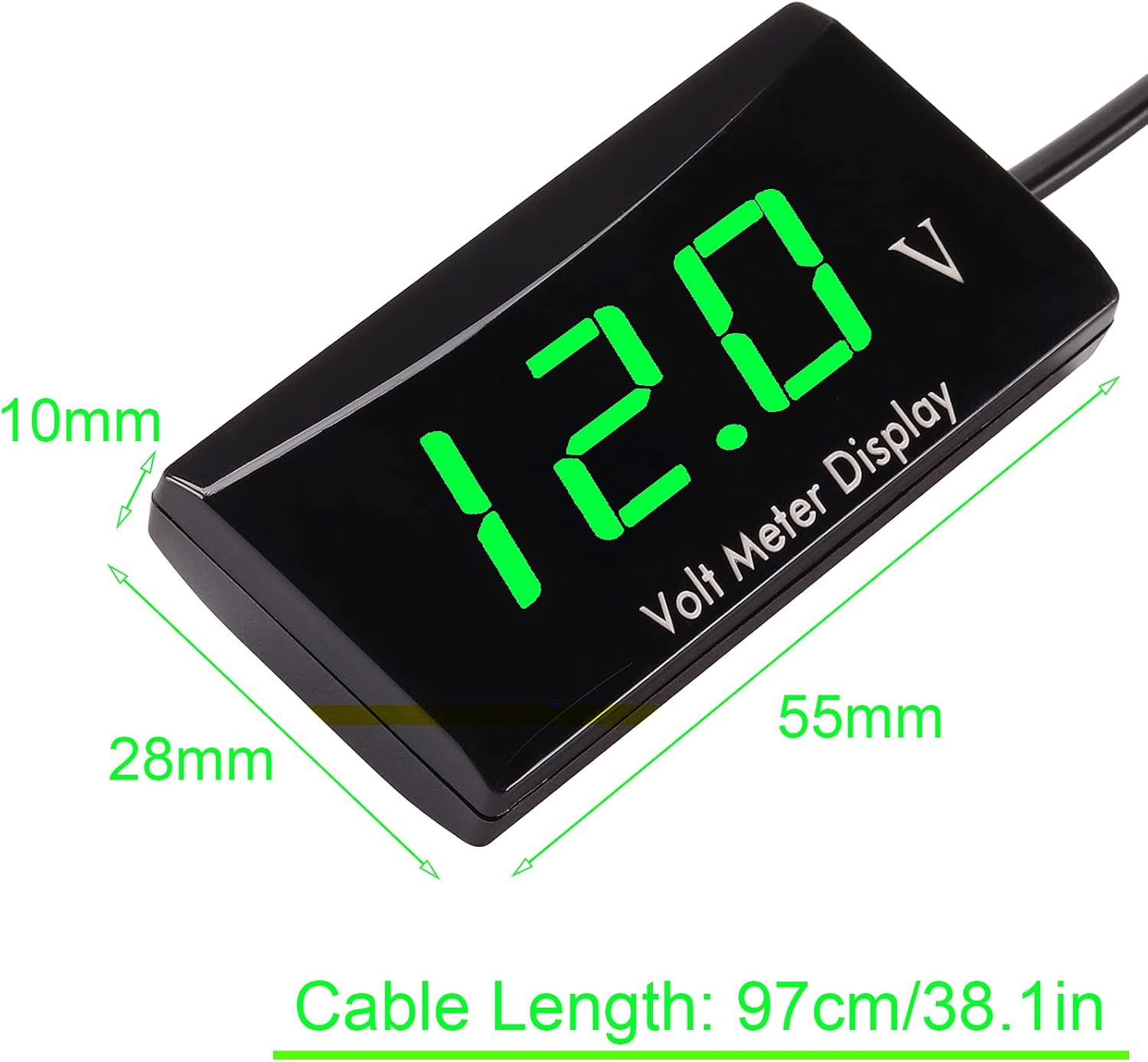 Detalle de Kinstecks 12V Motorcycle Voltmeter with LED Display – DC Battery Voltage Monitor