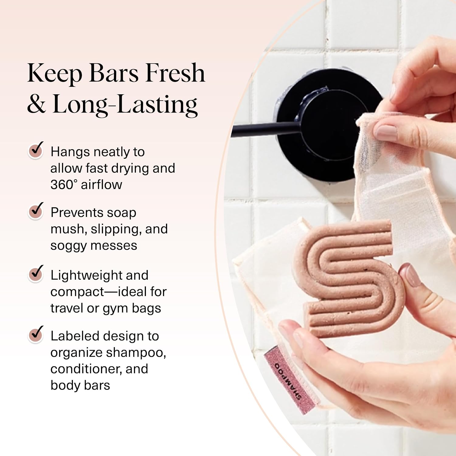 Detalle de Kitsch 69186 Soap Saver Mesh Bags, 2-Piece Set in Blush & Terracotta