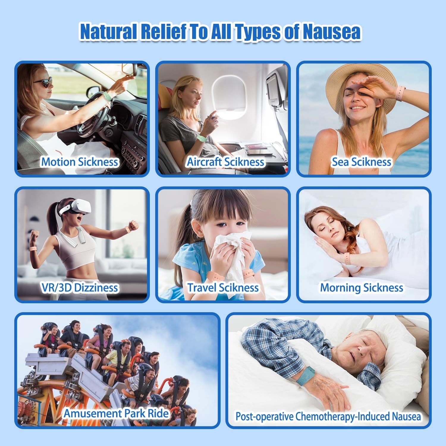 Thumbnail 6 de Motion Sickness Bracelets Wristband Sea Sickness for Adults, Kids & Pregnant Women — 3 Pairs