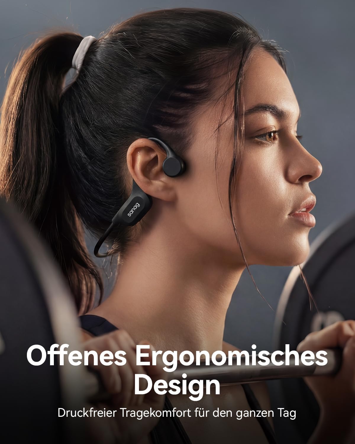 Detalle de SANAG Knochenschall Sportkopfhörer Open-Ear mit Bluetooth 5.3 – IP68, 8 Std. Wiedergabe