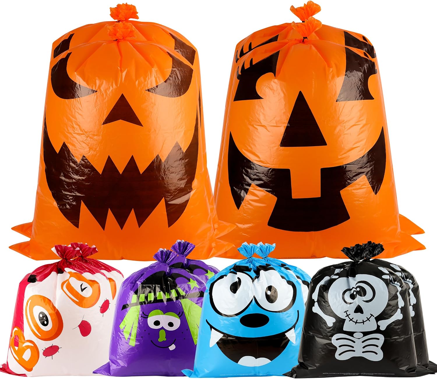 Detalle de HOIIOH 12 Halloween Leaf Lawn Bags, Reusable Plastic, 2 Sizes