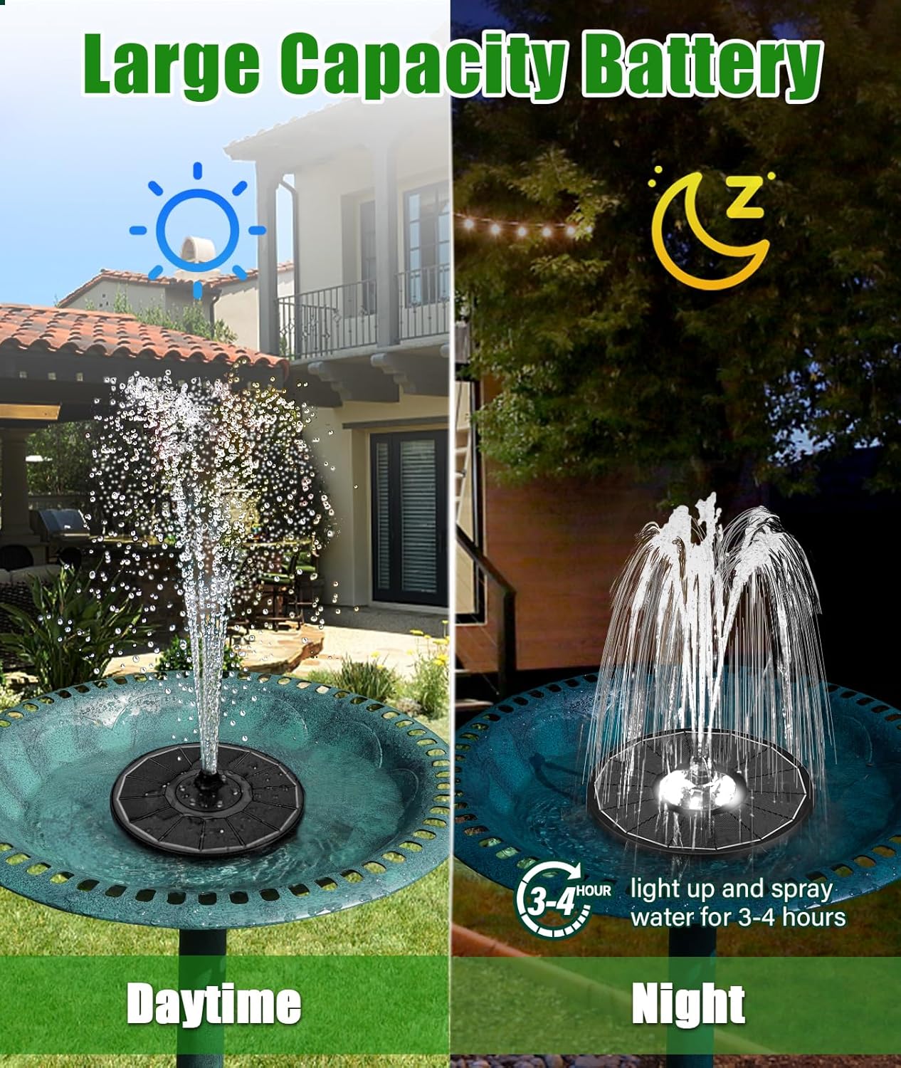 Thumbnail 3 de SZMP 3.5W Solar Water Fountain with 100% Glass Panel, 2200mAh Battery, 7 Nozzles & LED