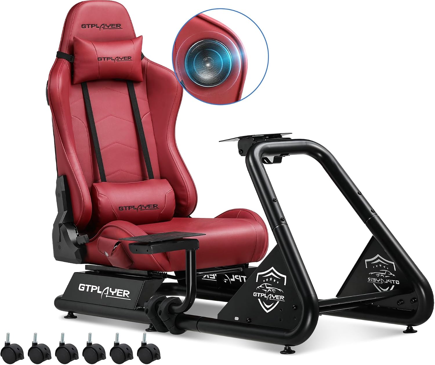 Detalle 2 de GTPLAYER Simulatore di Guida: Sedile di Simulazione con Altoparlanti e Supporto per Volante e Pedaliera – Nero (Grigio)