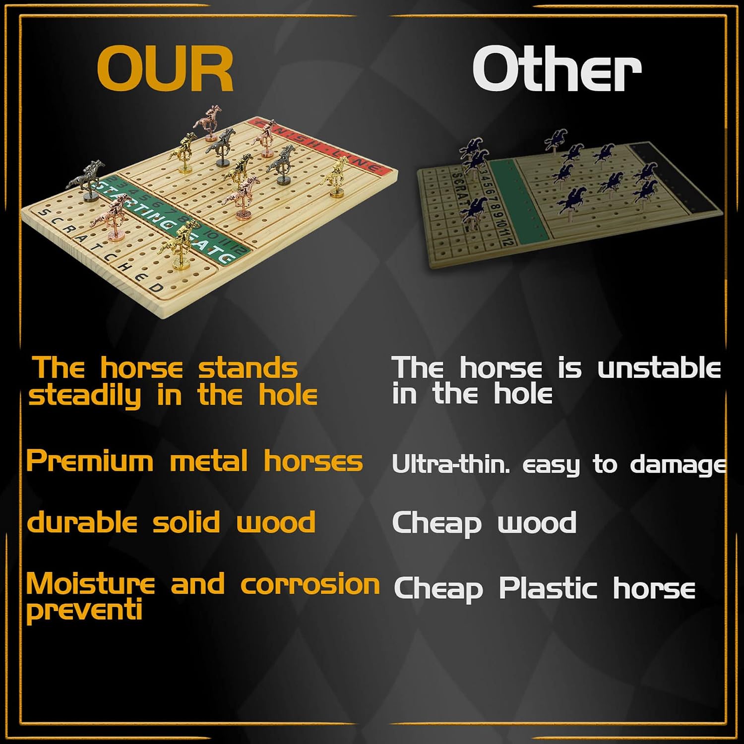 Detalle 2 de Jyquorp Horse Race Board Game 15.6x10 inches