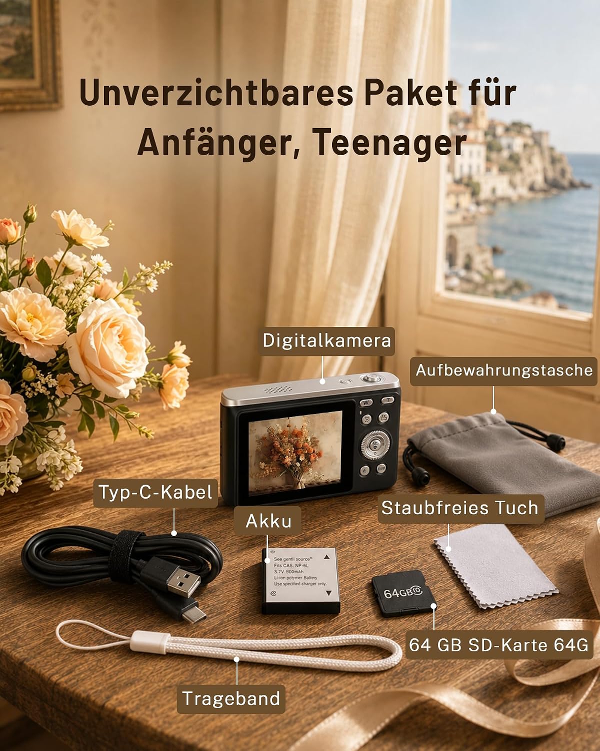 Thumbnail 6 de Digitalkamera 4K 48MP Fotokamera mit 2,8 Zoll Display – idealer Begleiter für Teens und Anfänger