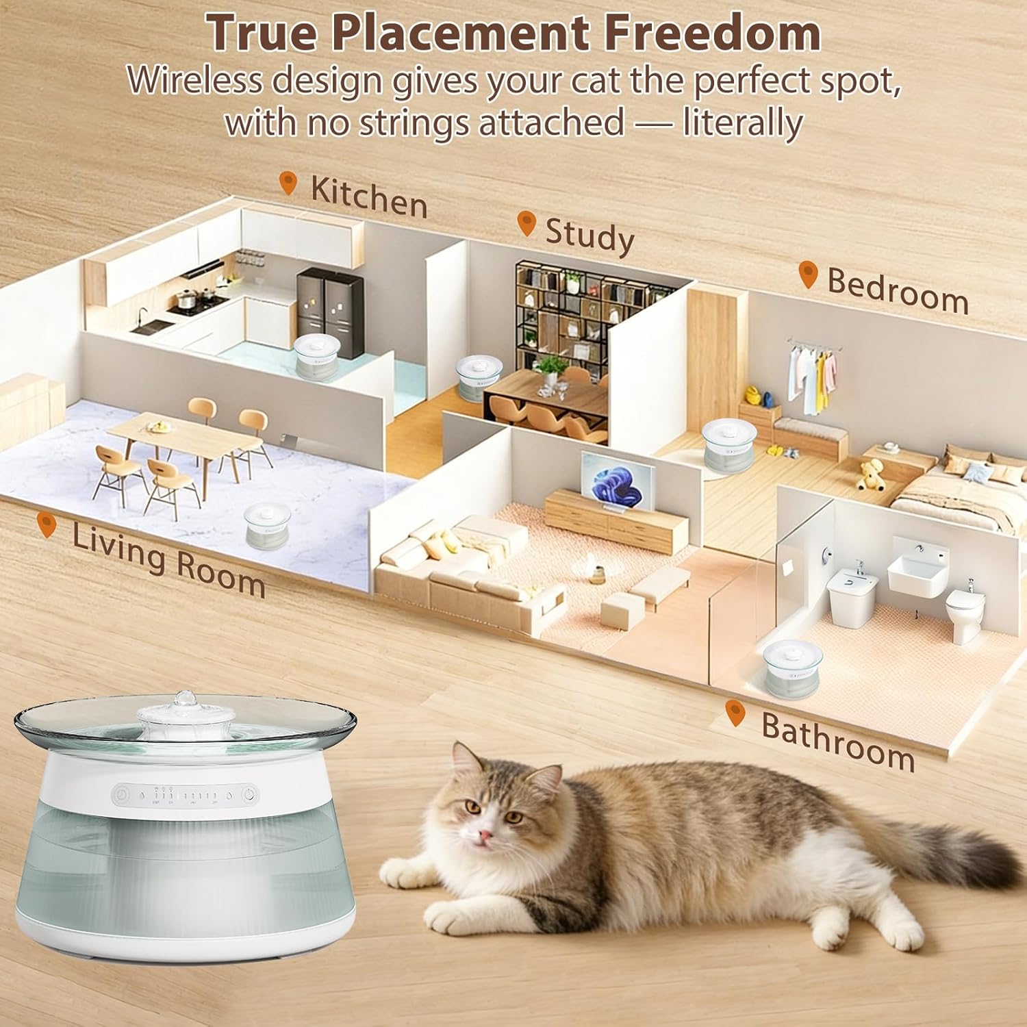 Thumbnail 1 de GOYJOY Glass Smart Cat Water Fountain: Self-Refill, No Filter, Ultra Silent with 2.5L Tank