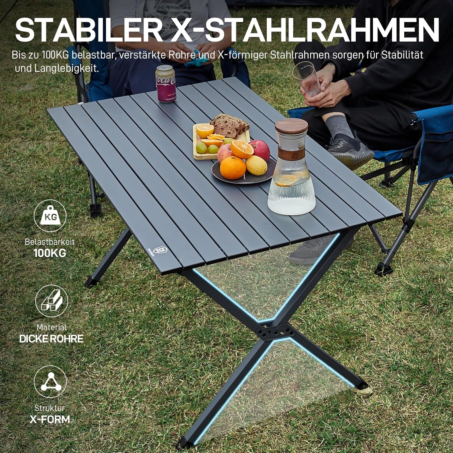 Thumbnail 4 de EVER ADVANCED Campingtisch Klappbar Aluminium 120x70 cm – robust, leicht und kompatibel mit Outdoor-Aktivitäten