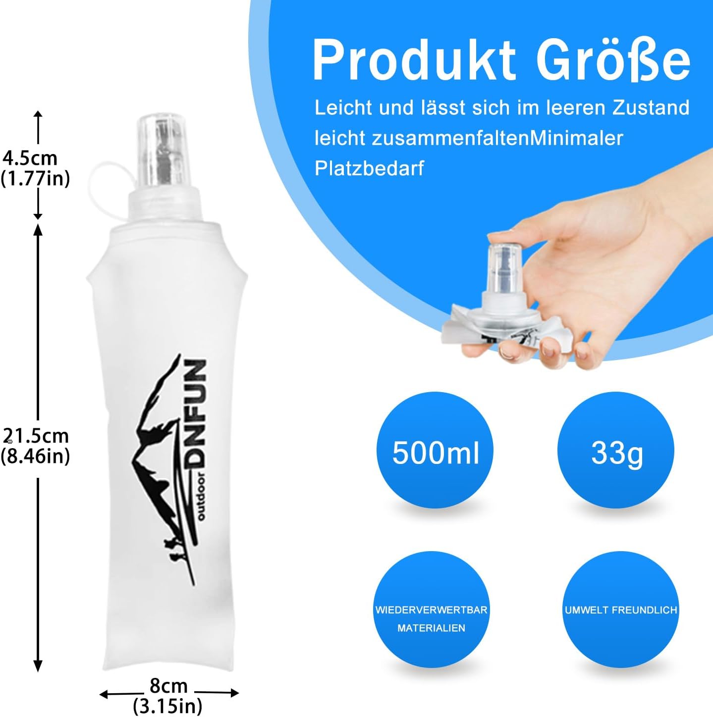 Detalle de DNFUN Laufweste Damen/Herren mit verstellbarer Trinkweste und 1,5 L Trinkflasche – 5 L Running Vest