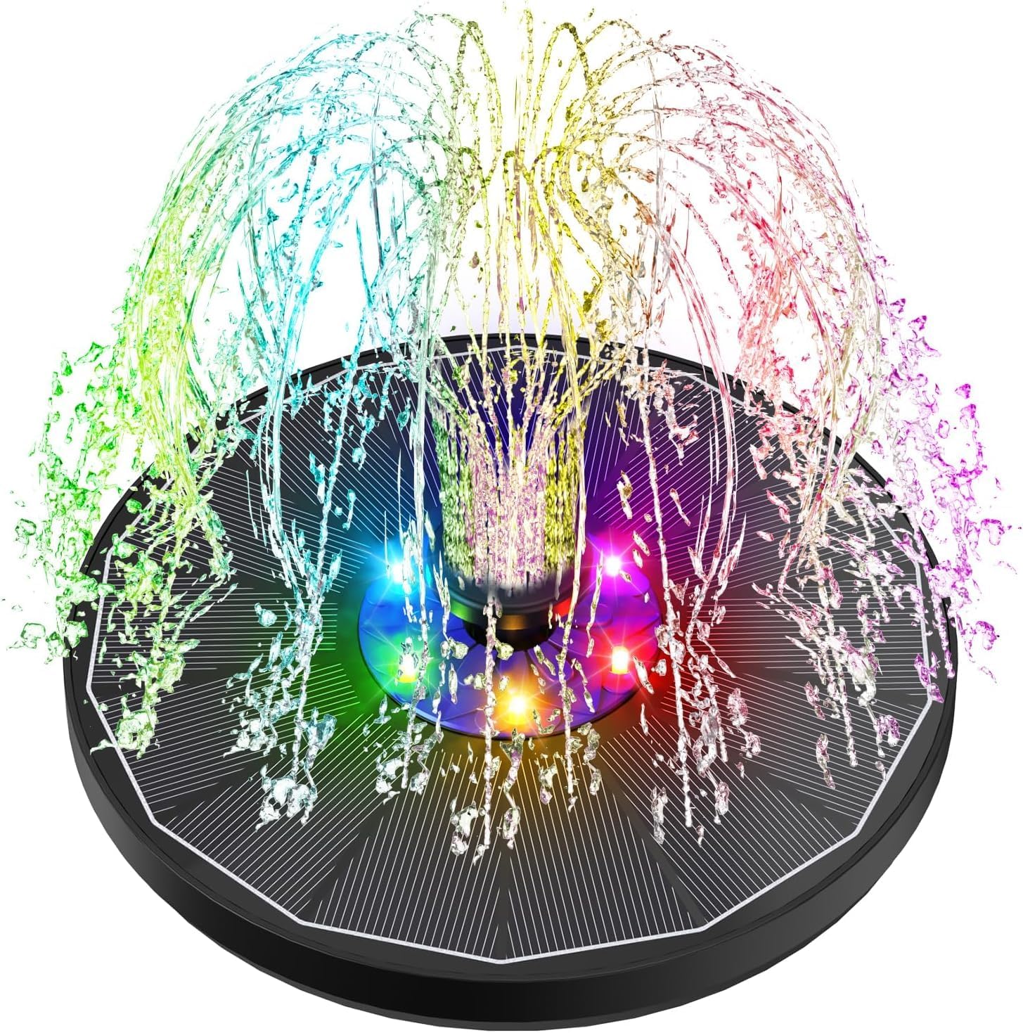 Thumbnail 6 de SZMP Solar Springbrunnen – LED-Upgrade Solar-Teichpumpe mit 8 Sprühmuster und 4 Fix-Rohren