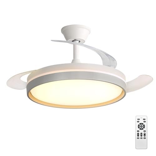 Detalle de Xcdhemde Ventilatore da Soffitto con Luce LED - Bianca: potenza, silenzio e stile a casa tua