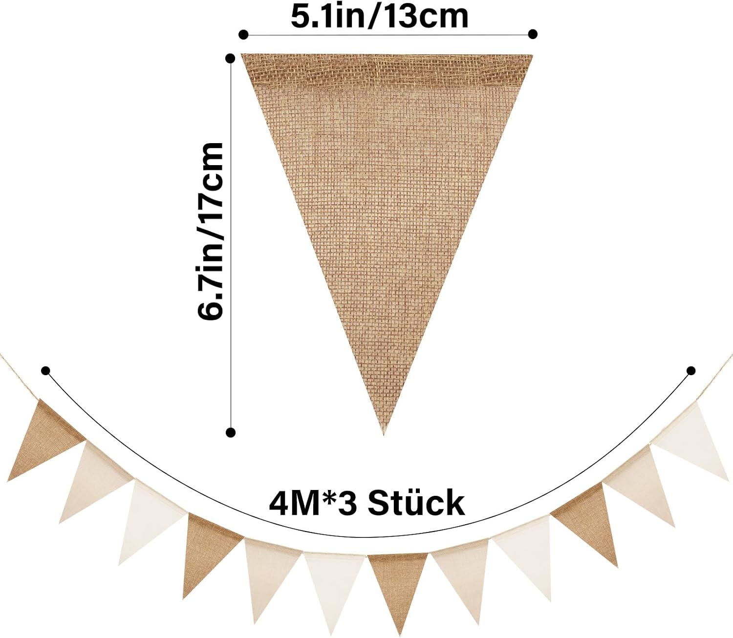 Thumbnail 1 de G2PLUS Wimpelkette 12 m Outdoor Braun Beige