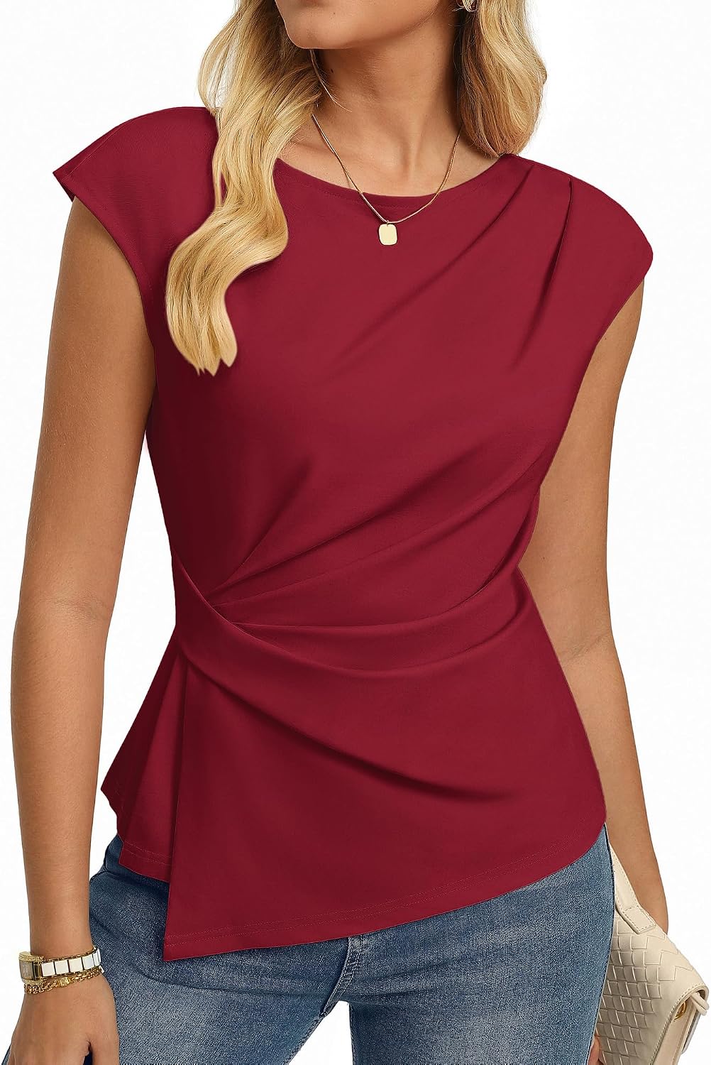 Detalle de GRACE KARIN Womens 2026 Summer Short Sleeve Tops: Peplum Tunic Blouse