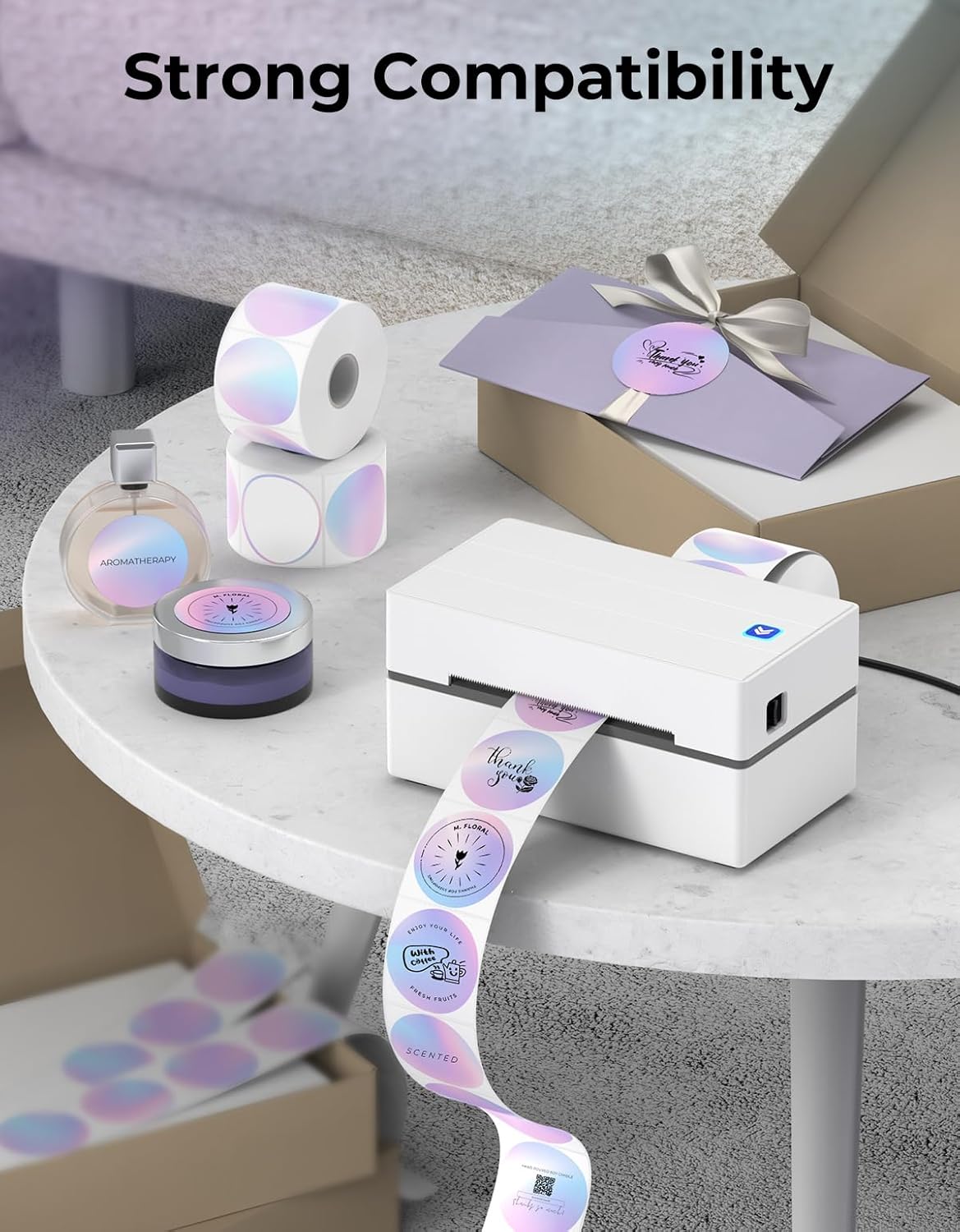 Thumbnail 2 de MUNBYN 50x50mm Gradient Round Thermal Labels 750 📦