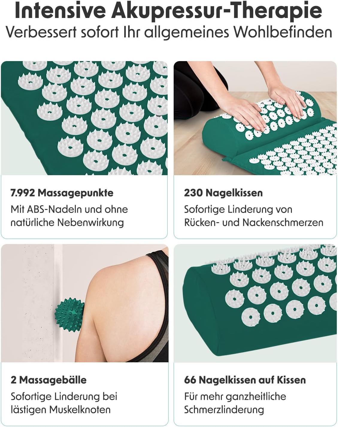 Thumbnail 2 de LifeGoods Akupressurmatte mit Kissen – Akkupressurmatte für Rücken, Nacken & Entspannung