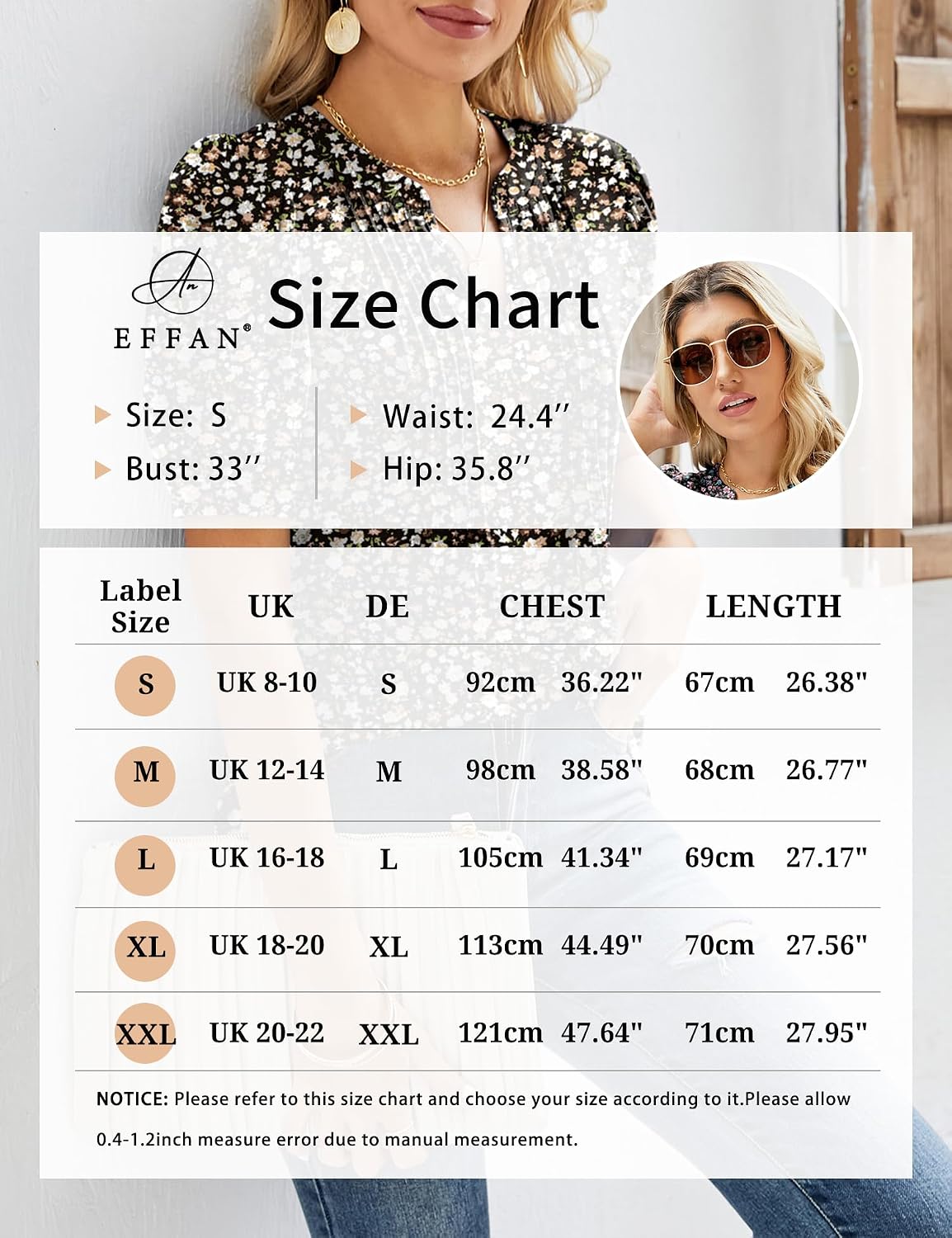 Thumbnail 5 de EFFAN Womens V Neck Puff Sleeve Top