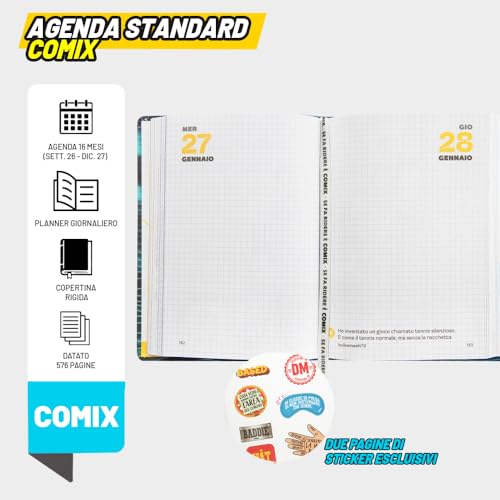 Detalle de COMIX Agenda 2027 Giornaliera 16 Mesi 13x17,8 cm – Copertina rigida, 576 pagine