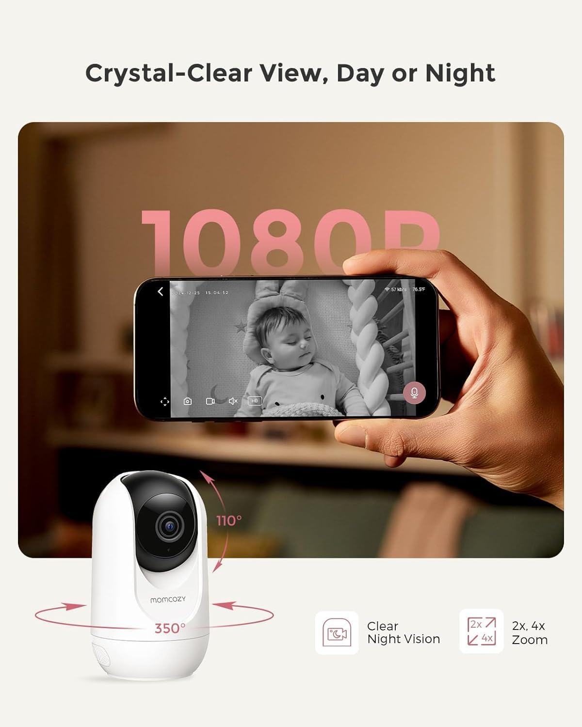 Thumbnail 4 de Momcozy BM04 Camera Unit: 1080p WiFi Baby Monitor with App Connection