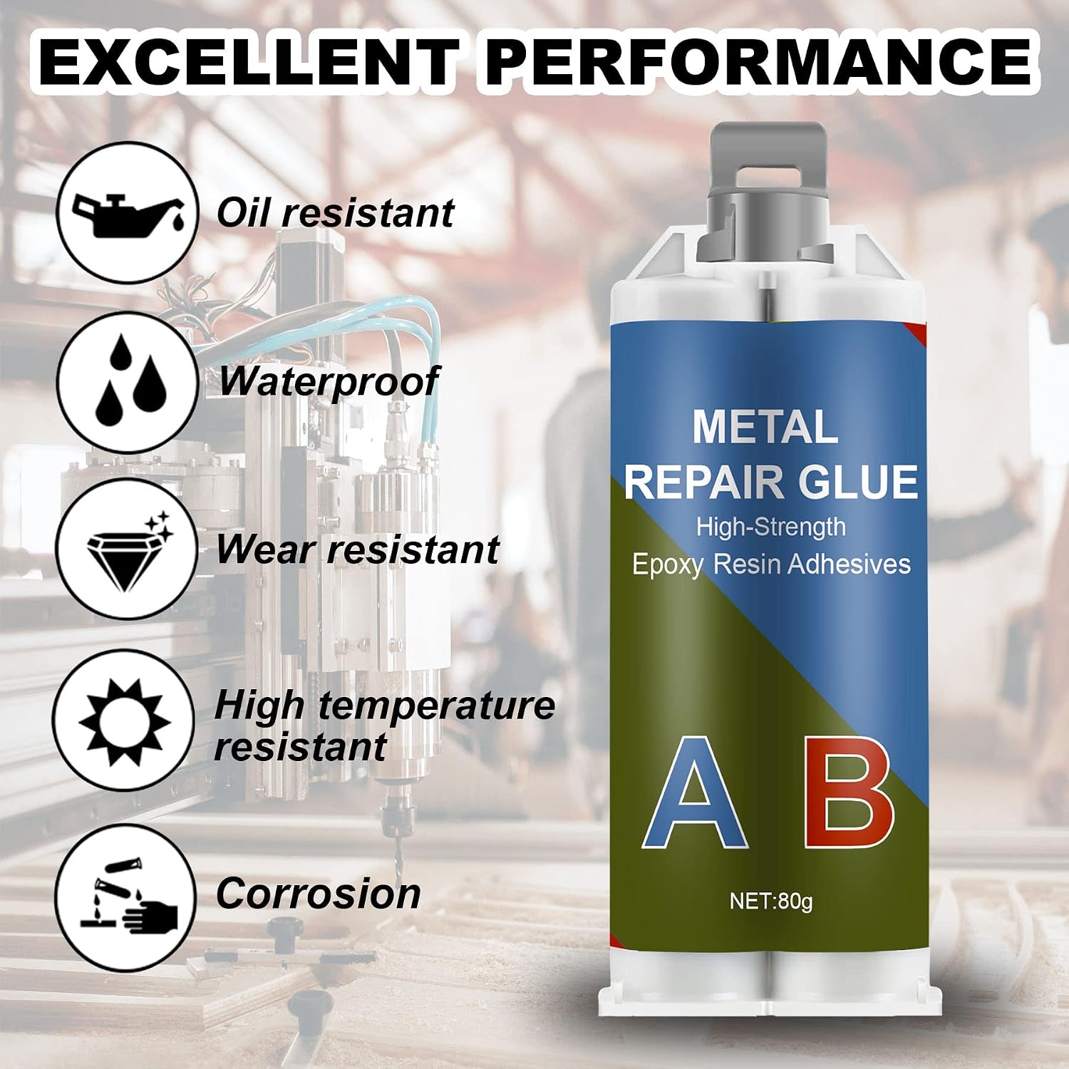 Detalle 2 de WAN2TLK Metal Repair Epoxy Adhesive, Heat-Resistant, Two-Piece Kit