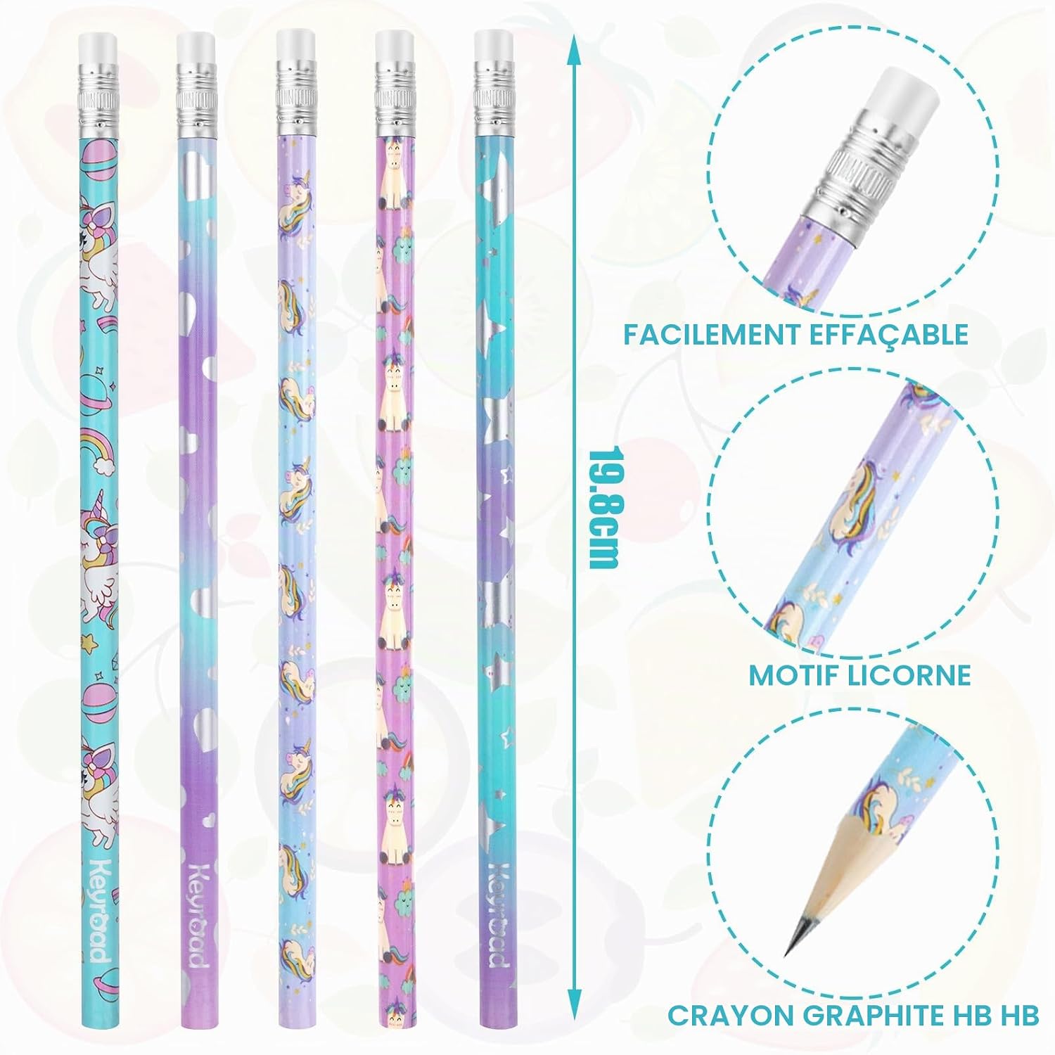 Thumbnail 1 de Vicloon Scented Pencils geurpotloden, 32 HB-potloden met gum en fruitgeur