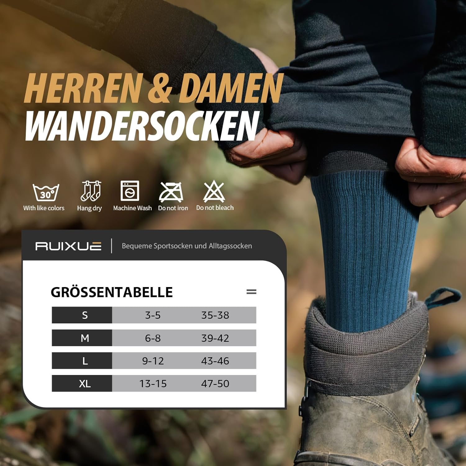 Thumbnail 6 de Ruixue Merino Wandersocken – Merinowolle Trekking-Socken für Herren, Damen & Kinder (3 Paar)