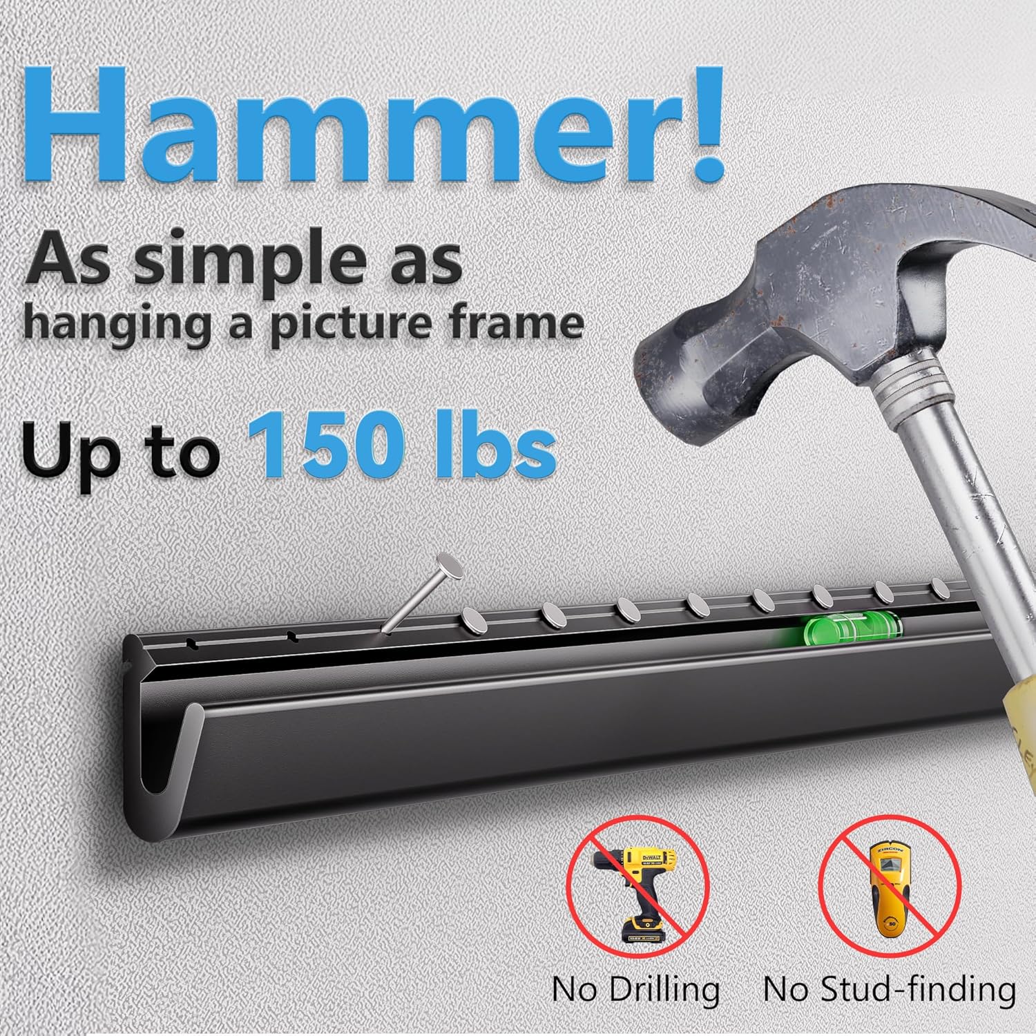 Thumbnail 4 de Auoace No Stud TV Wall Mount for 32–75 inch TVs (up to 150 lbs), ultra-low profile drywall/plaster bracket