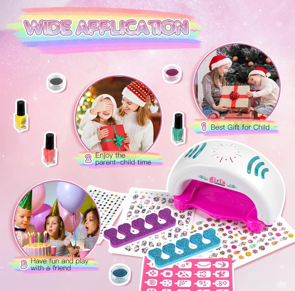 Thumbnail 6 de Aomig manicureset voor kinderen met nageldroger, nagellak en glitter