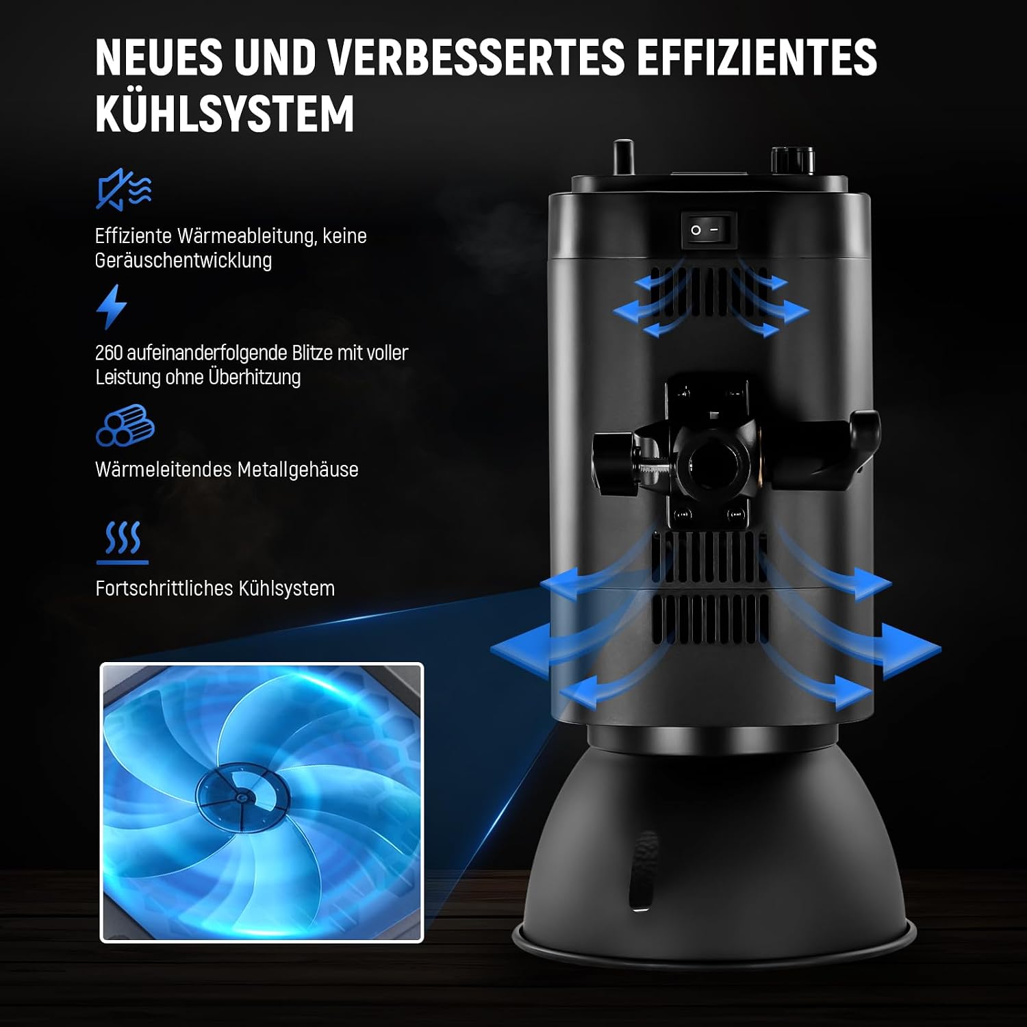 Detalle 2 de NEEWER 800Ws Studio Monolight S101-400W PRO Blitz-Set (2er-Pack) mit 2,4G Auslösern, Bowens Mount und Softboxen
