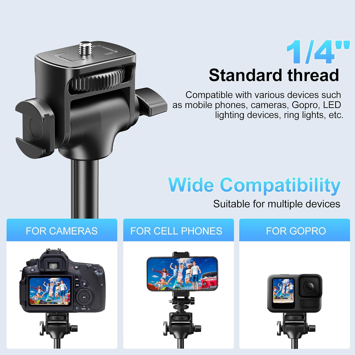 Thumbnail 4 de Fugetek 62" Professional Cell Phone Tripod 62
