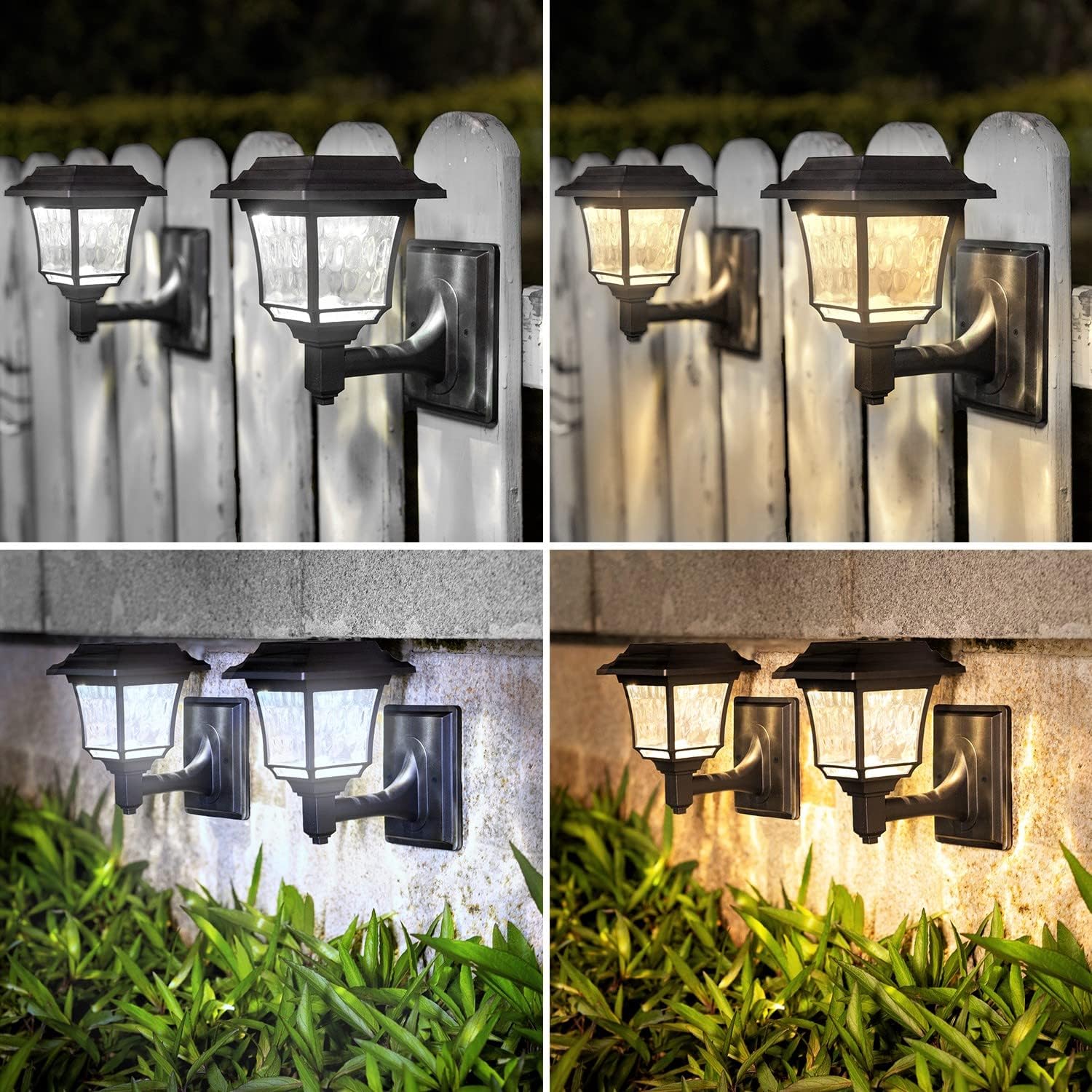 Detalle de LeiDrail Solar Fence Lights (2 Pack) with 2 Colour Modes – Waterproof IP55 Outdoor Wall Lights
