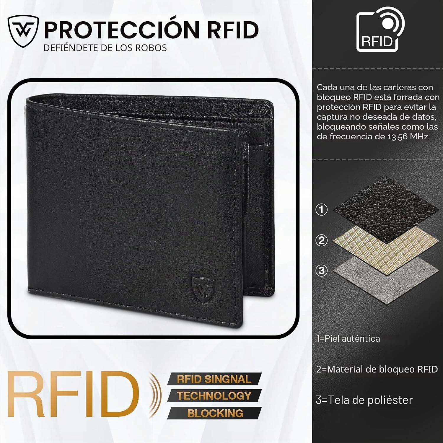 Thumbnail 3 de WONSEFOO Carteras Hombre RFID Bifold Delgada