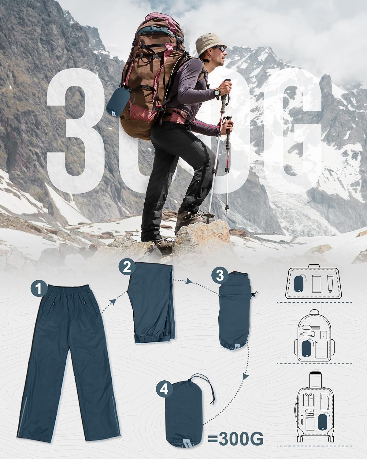 Thumbnail 5 de Outdoor Ventures Herren Regenhose – Wasserdicht, Atmungsaktiv und Packbar für Outdoor-Aktivitäten