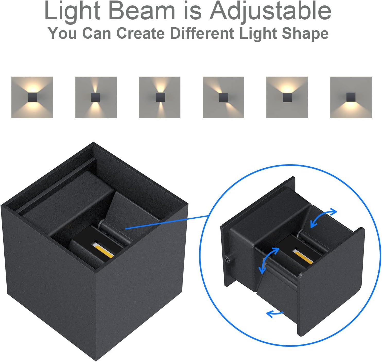 Detalle de K-Bright LED Wandleuchten Innen/Außen 12W – IP65 Anthrazit mit einstellbarem Lichtstrahl (3000K)